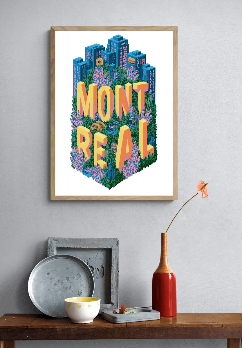 Montreal Cityscape Typography Print. — room view 3