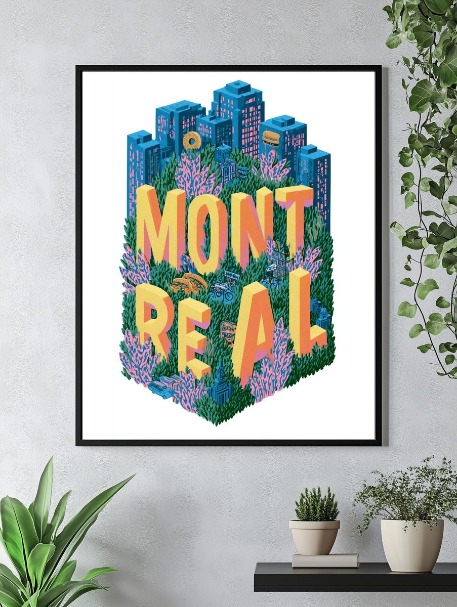 Montreal Cityscape Typography Print. — room view 4