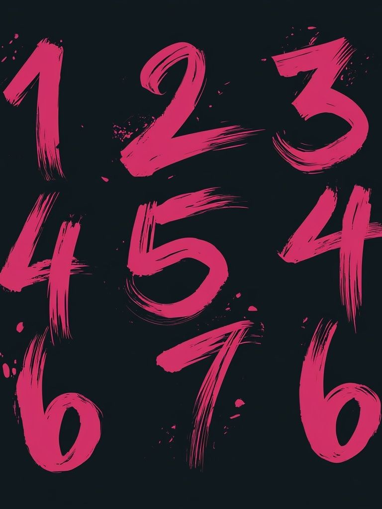 Neon Brush Numbers Typography Poster. poster — typography art