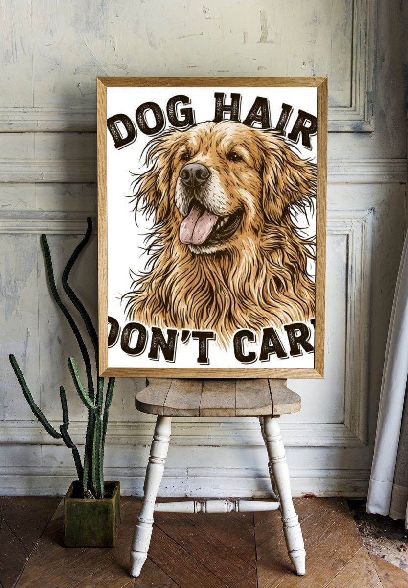 Dog Hair Don't Care Typography Poster. room preview