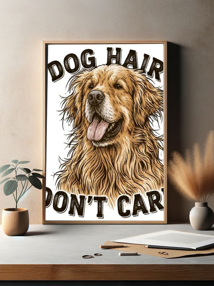 Dog Hair Don't Care Typography Poster. — room view 2