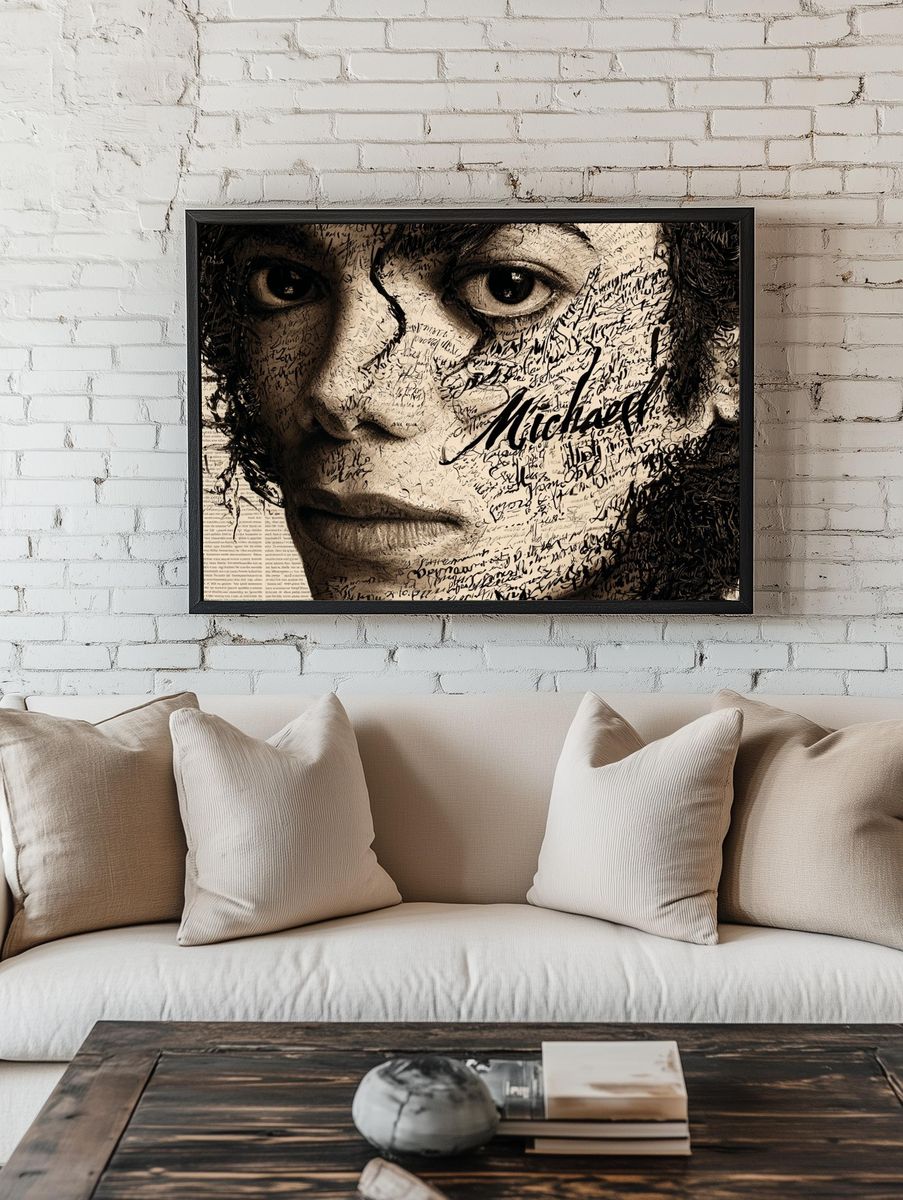 Michael Jackson Typography Portrait Poster. — room view 1
