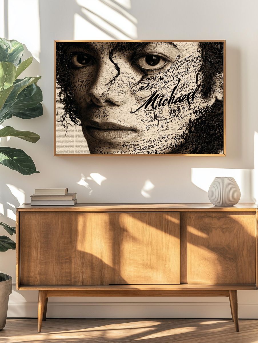 Michael Jackson Typography Portrait Poster. — room view 3