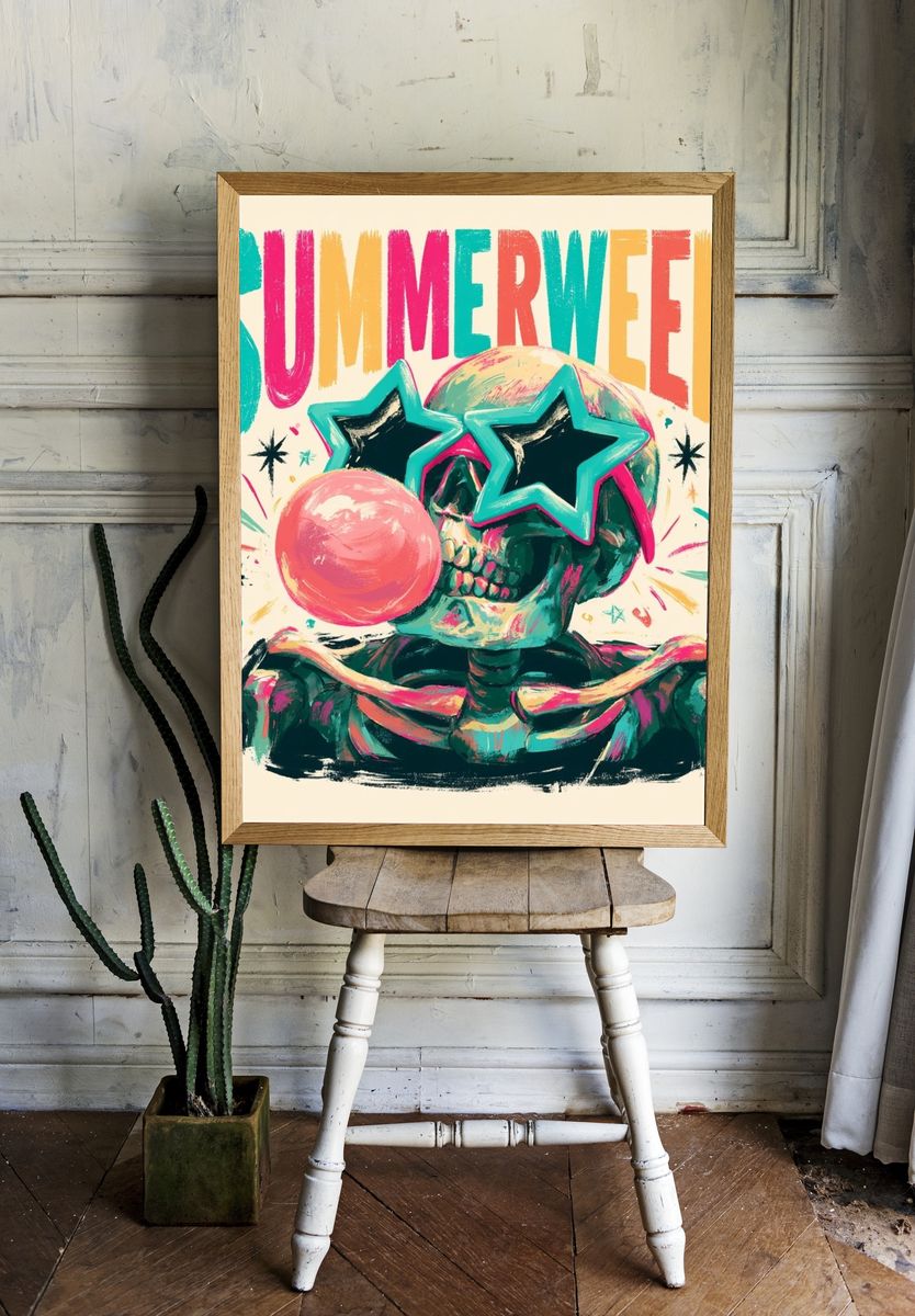 Summerween Skull Typography Poster. — room view 1