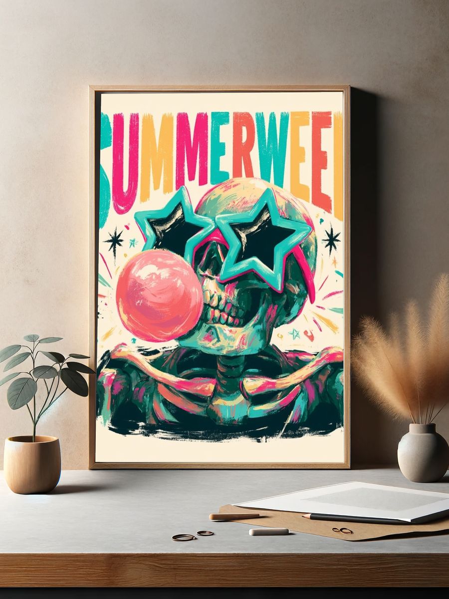 Summerween Skull Typography Poster. — room view 2