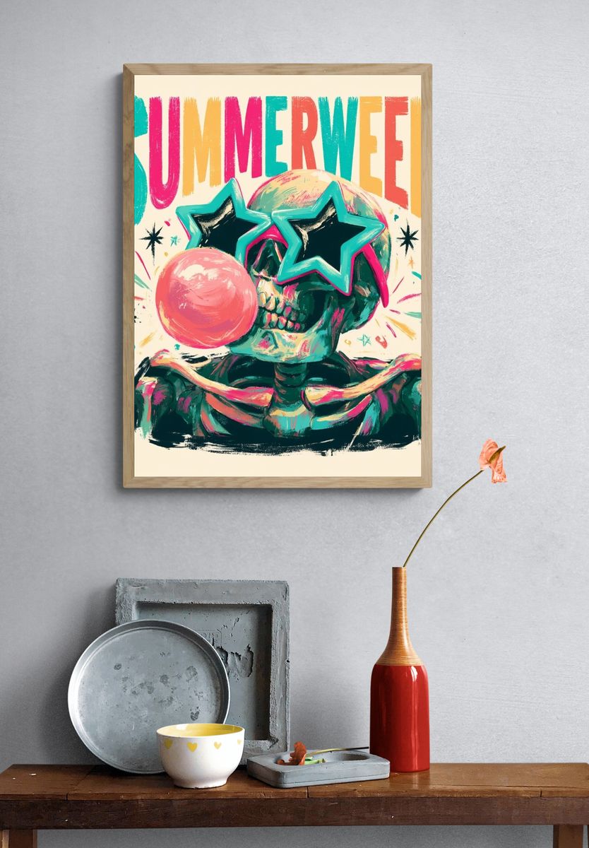 Summerween Skull Typography Poster. — room view 3