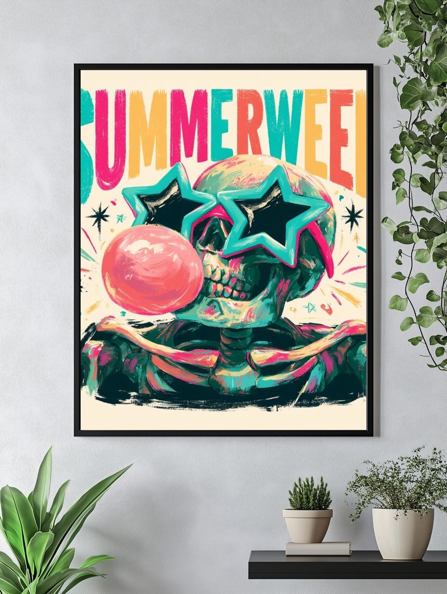 Summerween Skull Typography Poster. — room view 4