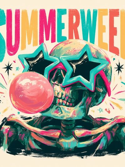 Summerween Skull Typography Poster. poster