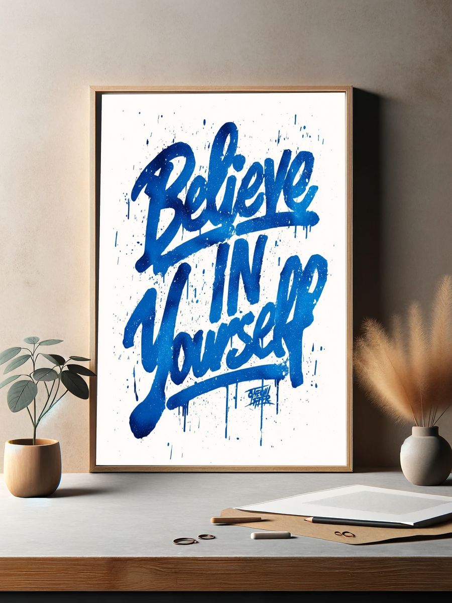 Believe in Yourself Typography Poster. — room view 2