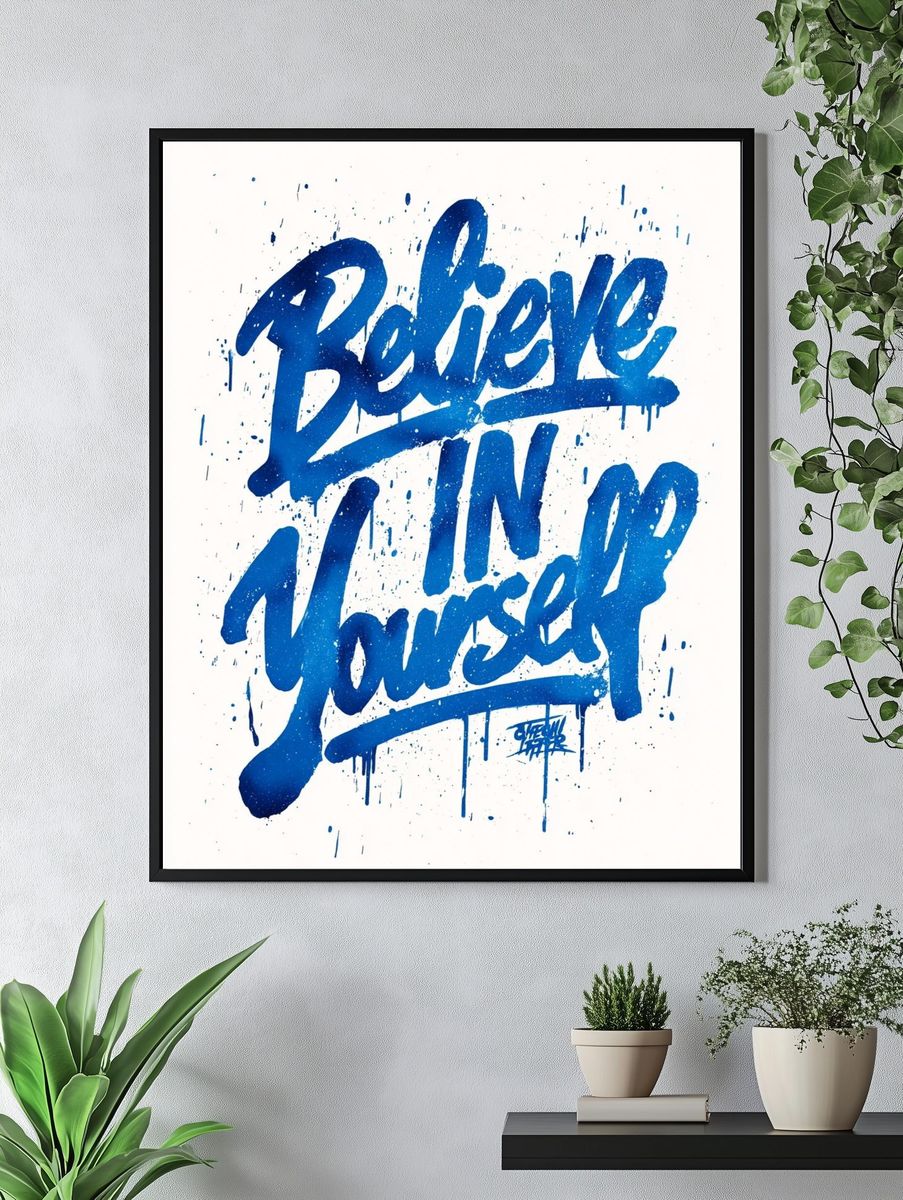 Believe in Yourself Typography Poster. — room view 4