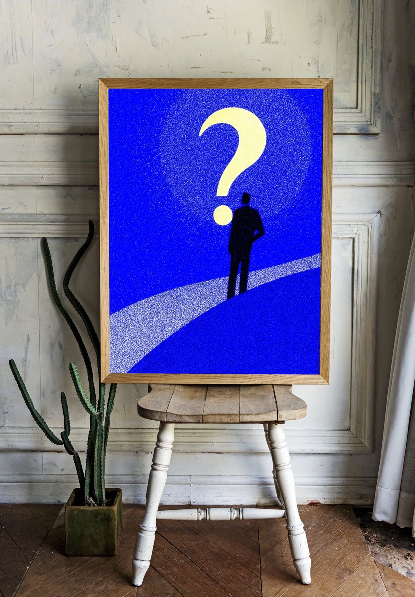 Question Mark Silhouette Typography Poster. — room view 1