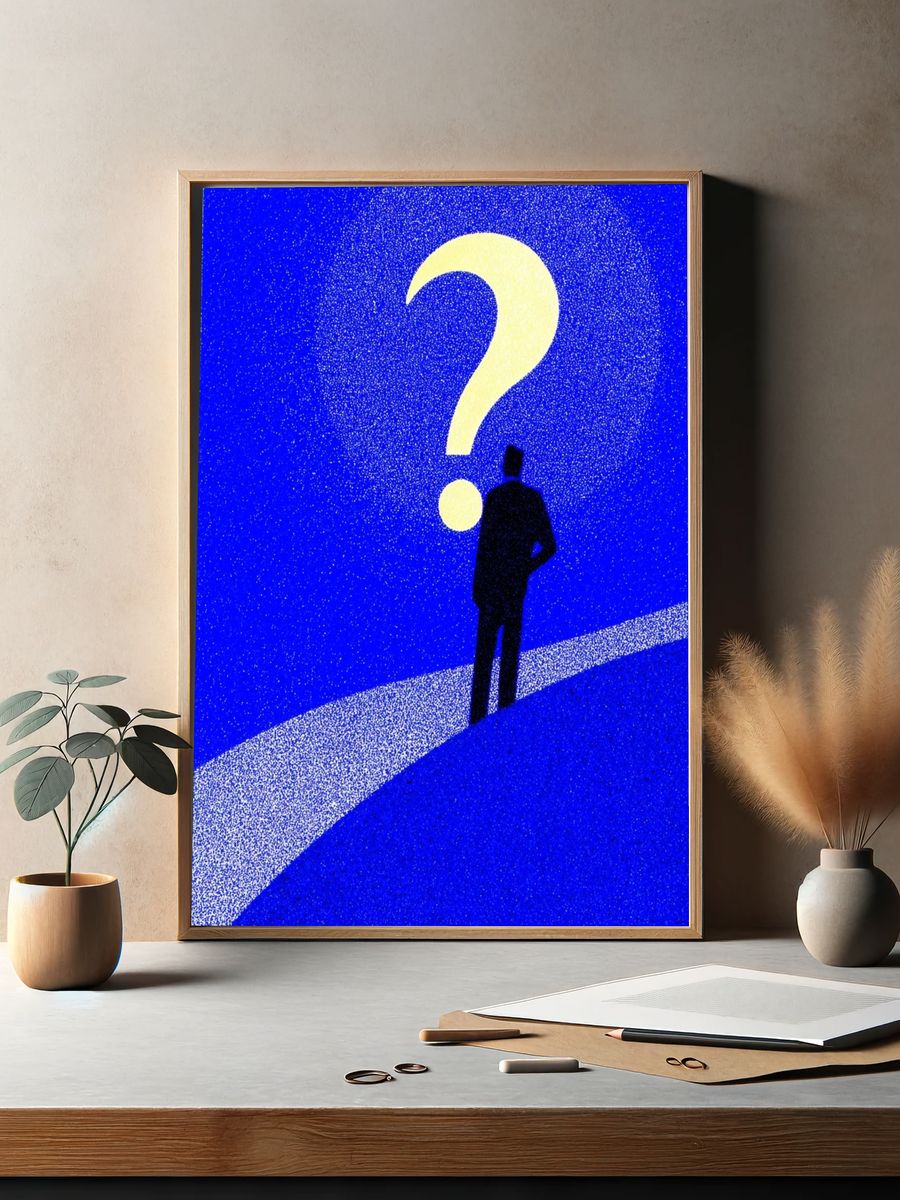 Question Mark Silhouette Typography Poster. — room view 2