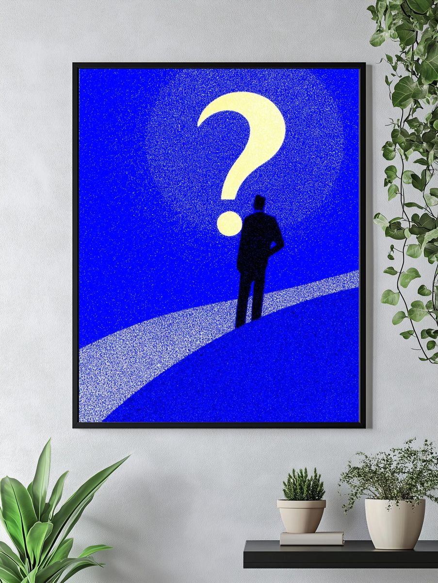 Question Mark Silhouette Typography Poster. — room view 4