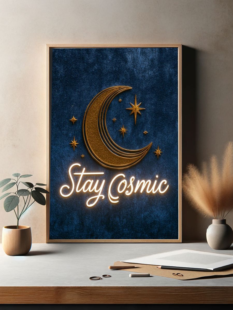 Stay Cosmic Typography Poster. — room view 2