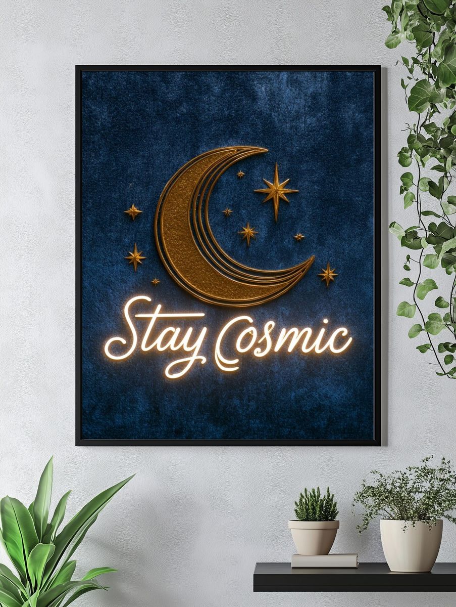 Stay Cosmic Typography Poster. — room view 4