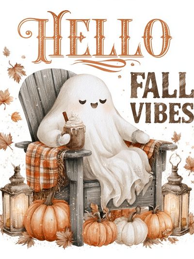 Hello Fall Vibes Typography Poster.