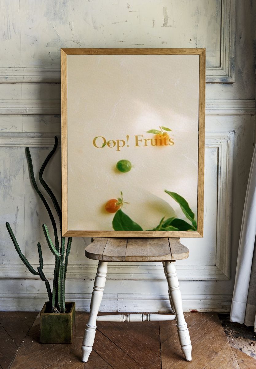 Oops! Fruits Typography Poster. — room view 1