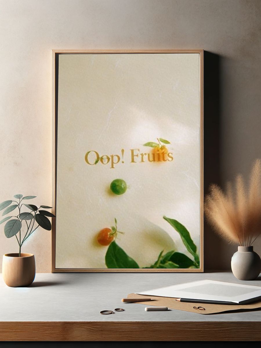 Oops! Fruits Typography Poster. — room view 2