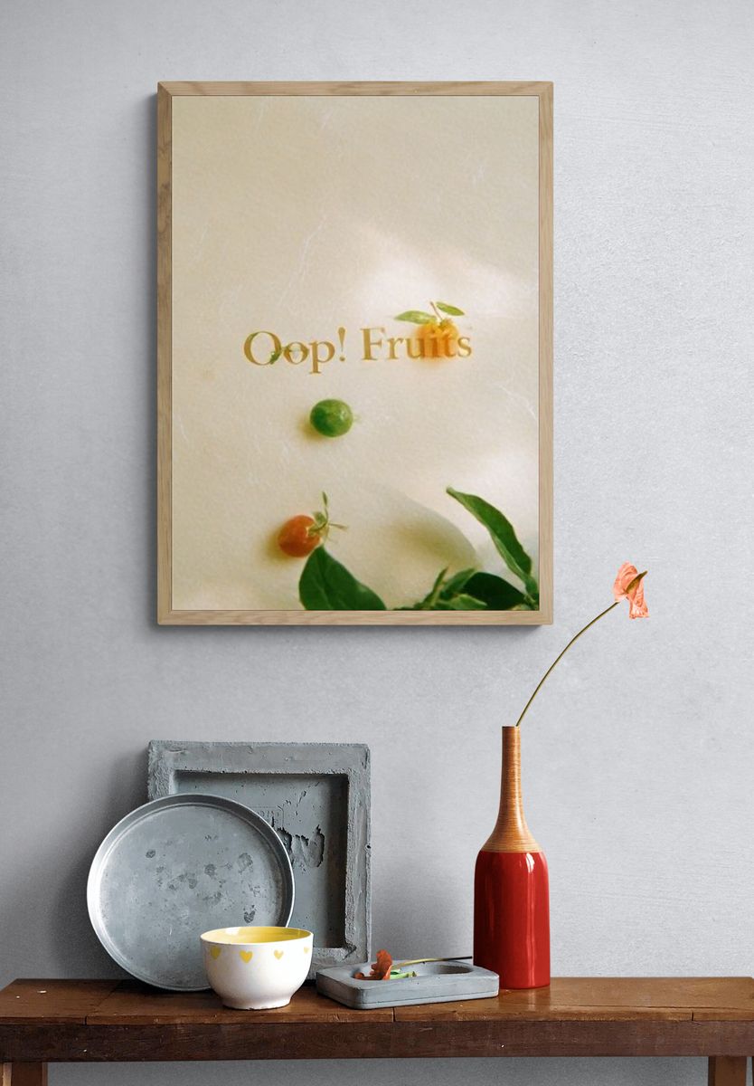 Oops! Fruits Typography Poster. — room view 3