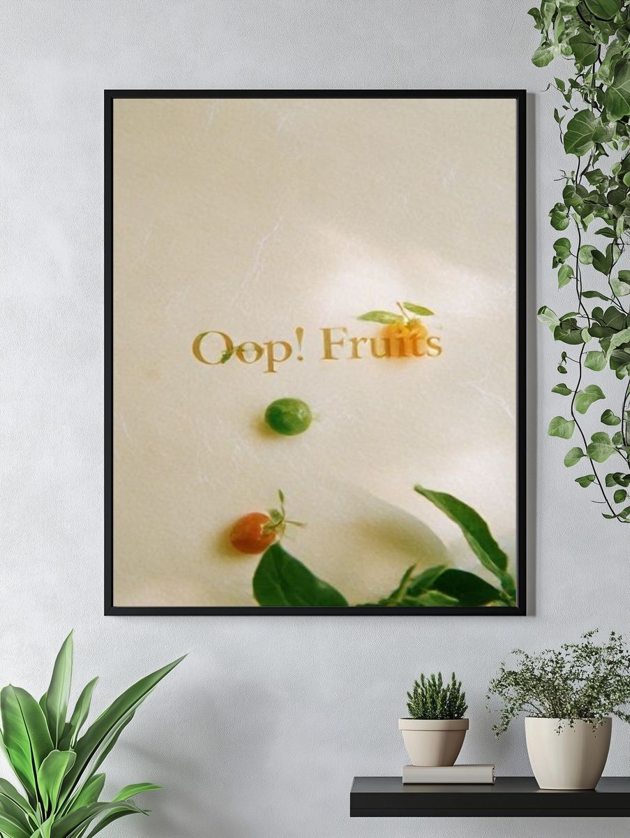 Oops! Fruits Typography Poster. — room view 4
