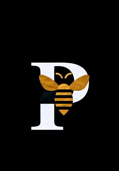Bee Letter P Typography Poster. poster print