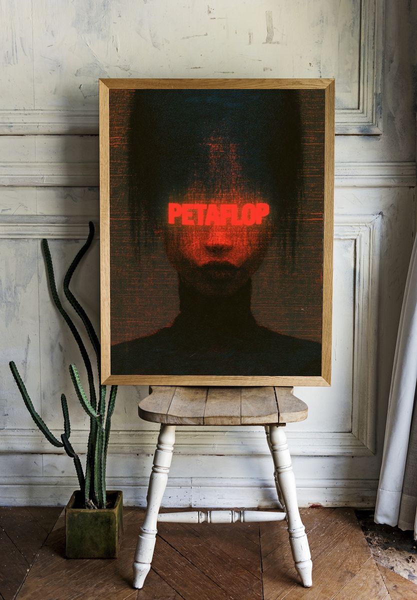 Petaflop Glitch Portrait Poster. — room view 1