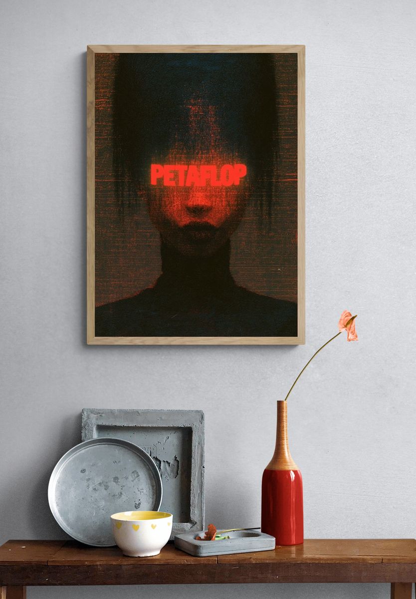 Petaflop Glitch Portrait Poster. — room view 3