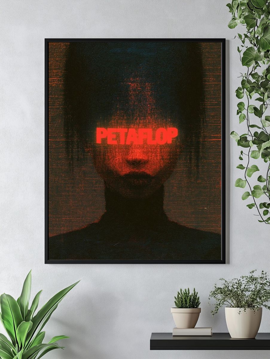 Petaflop Glitch Portrait Poster. — room view 4