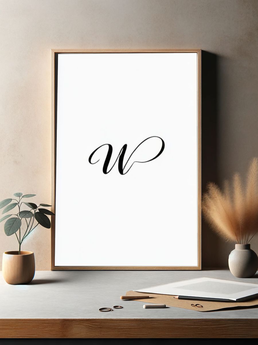 Minimalist Script Monogram Poster. — room view 2