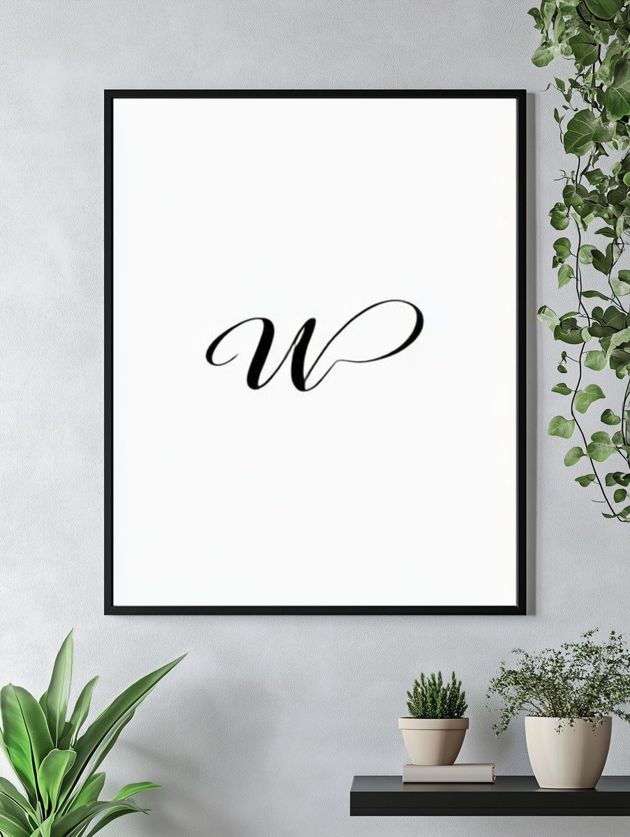 Minimalist Script Monogram Poster. — room view 4