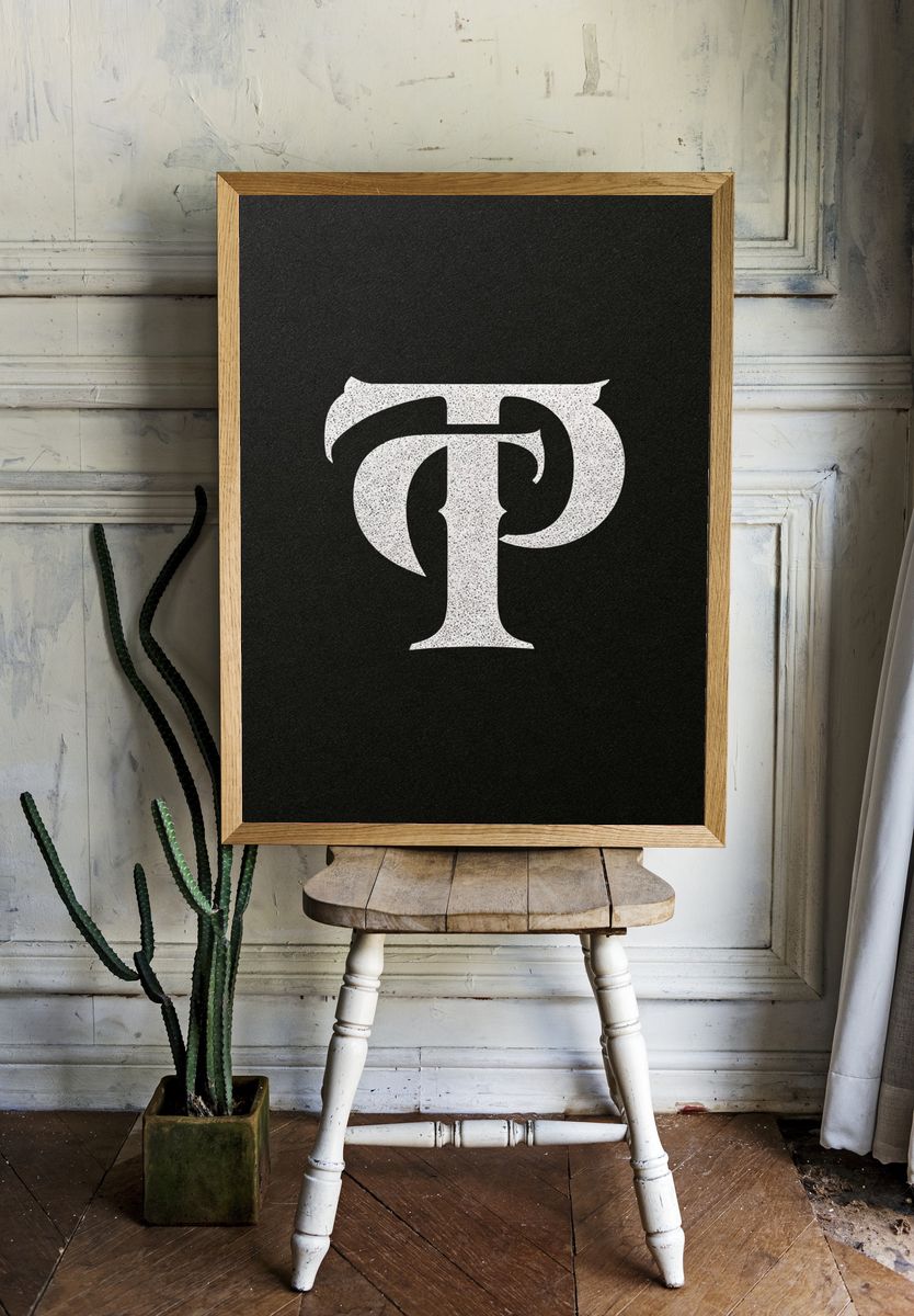 Monogram T Typography Poster. — room view 1