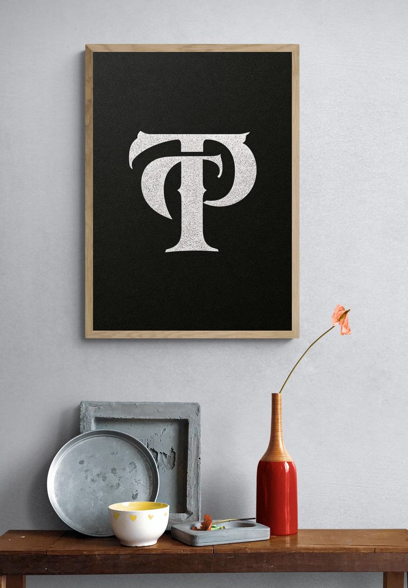 Monogram T Typography Poster. — room view 3