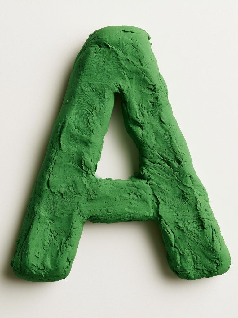 Green Clay Letter A Typography Poster. poster — typography art