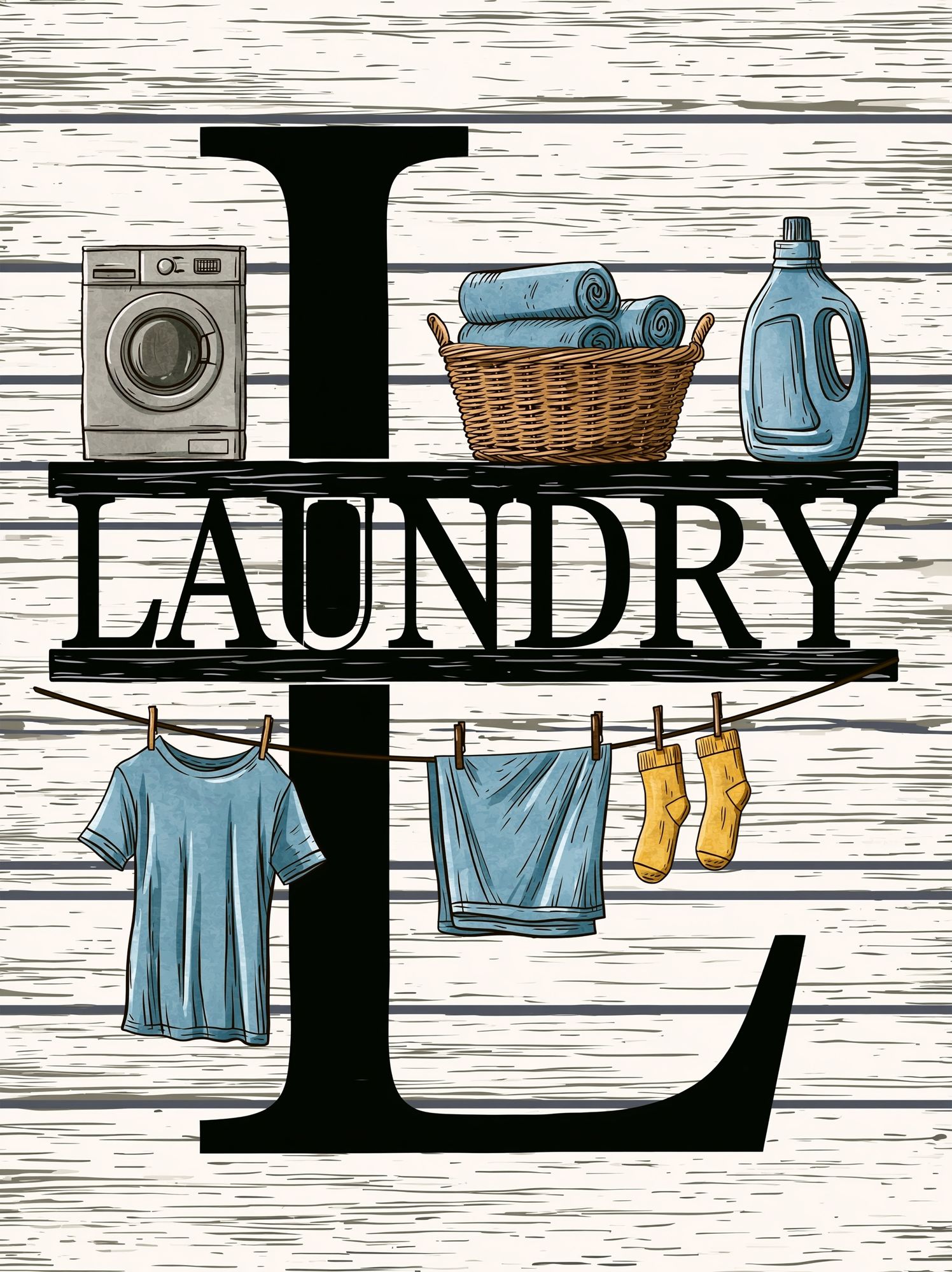 Laundry Room Typography Poster. poster detail