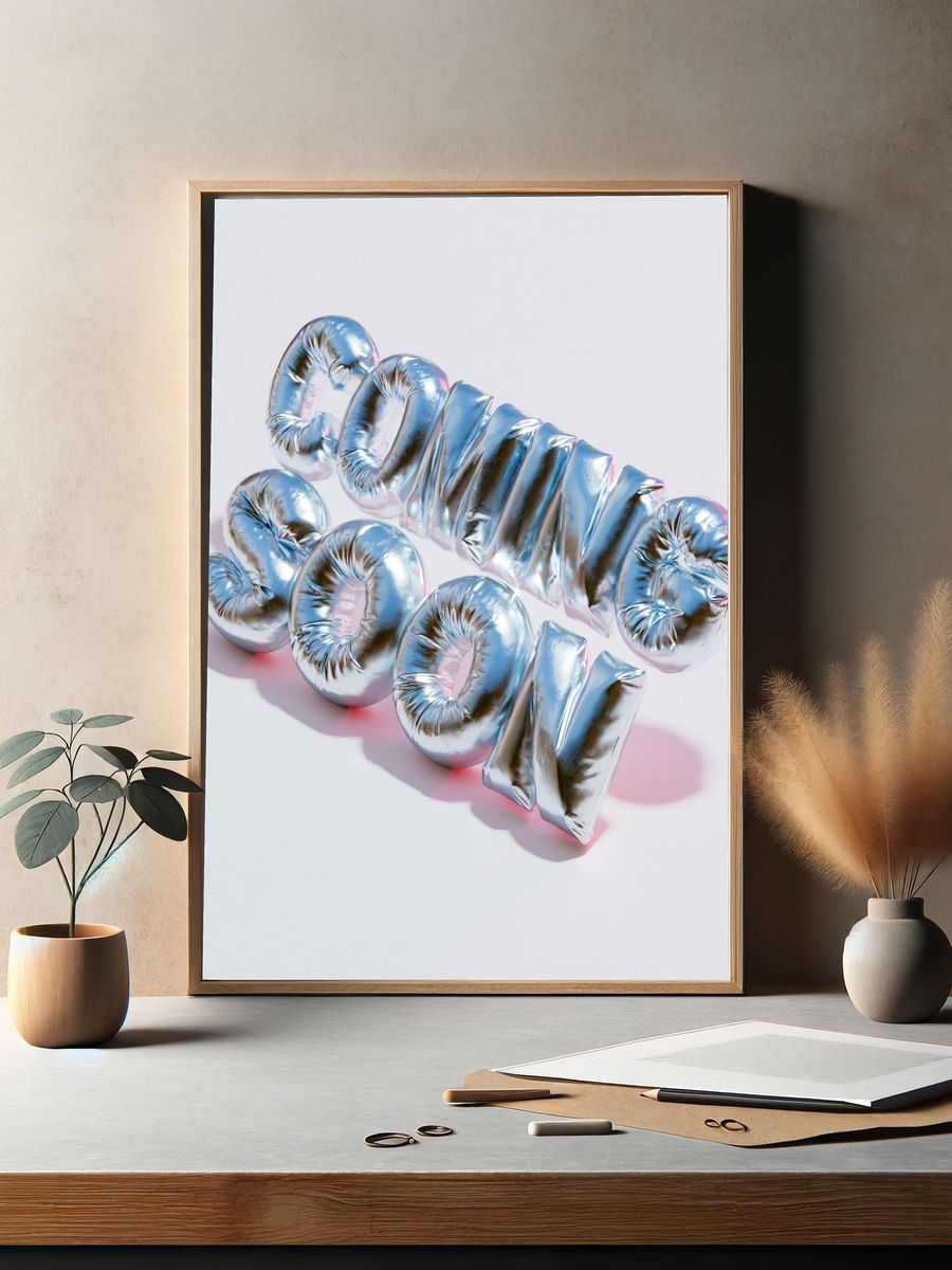 Chrome Balloon Love Poster. — room view 2