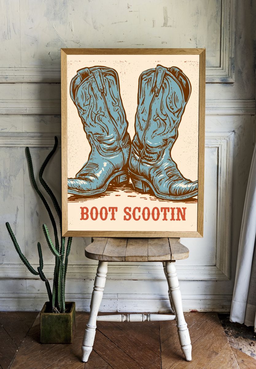 Boot Scootin' Typography Poster. — room view 1