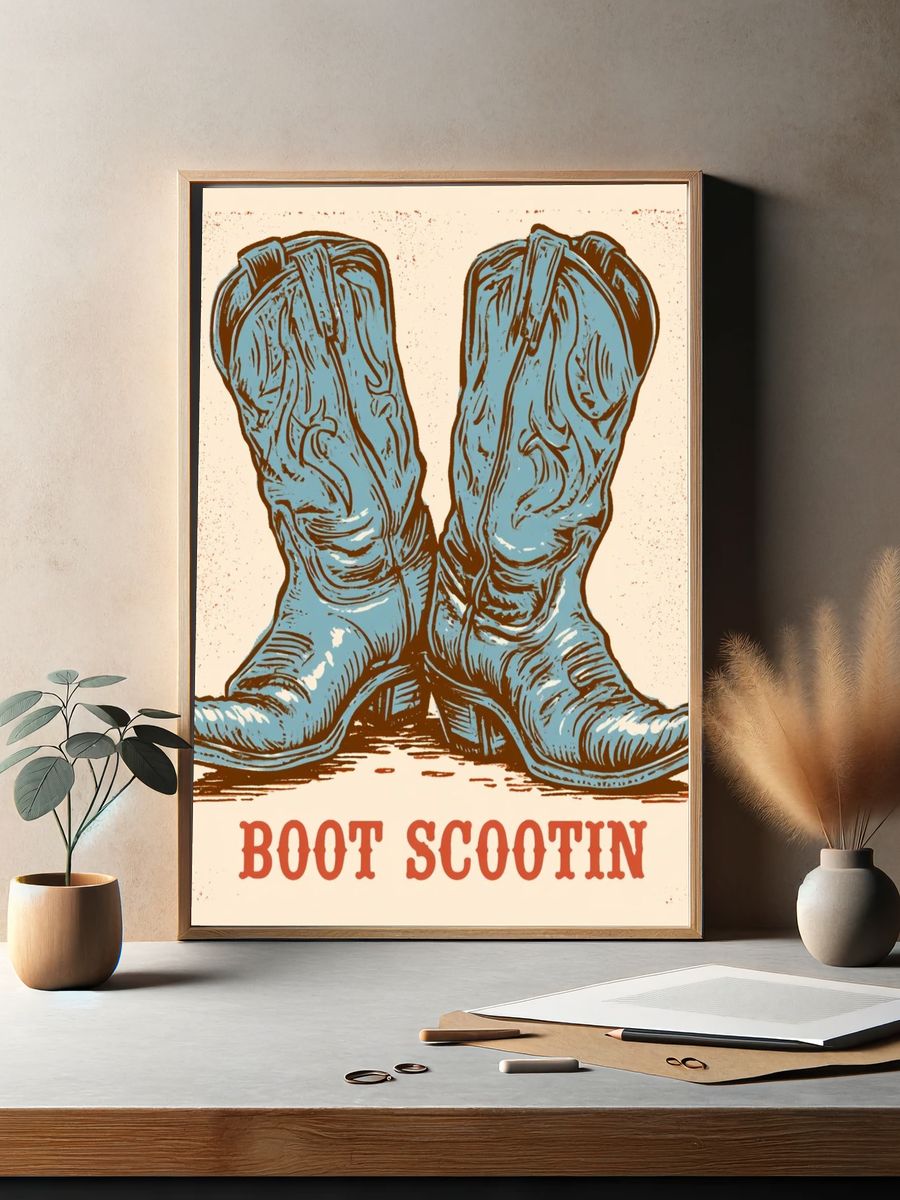 Boot Scootin' Typography Poster. — room view 2