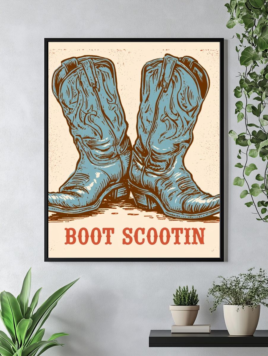 Boot Scootin' Typography Poster. — room view 4