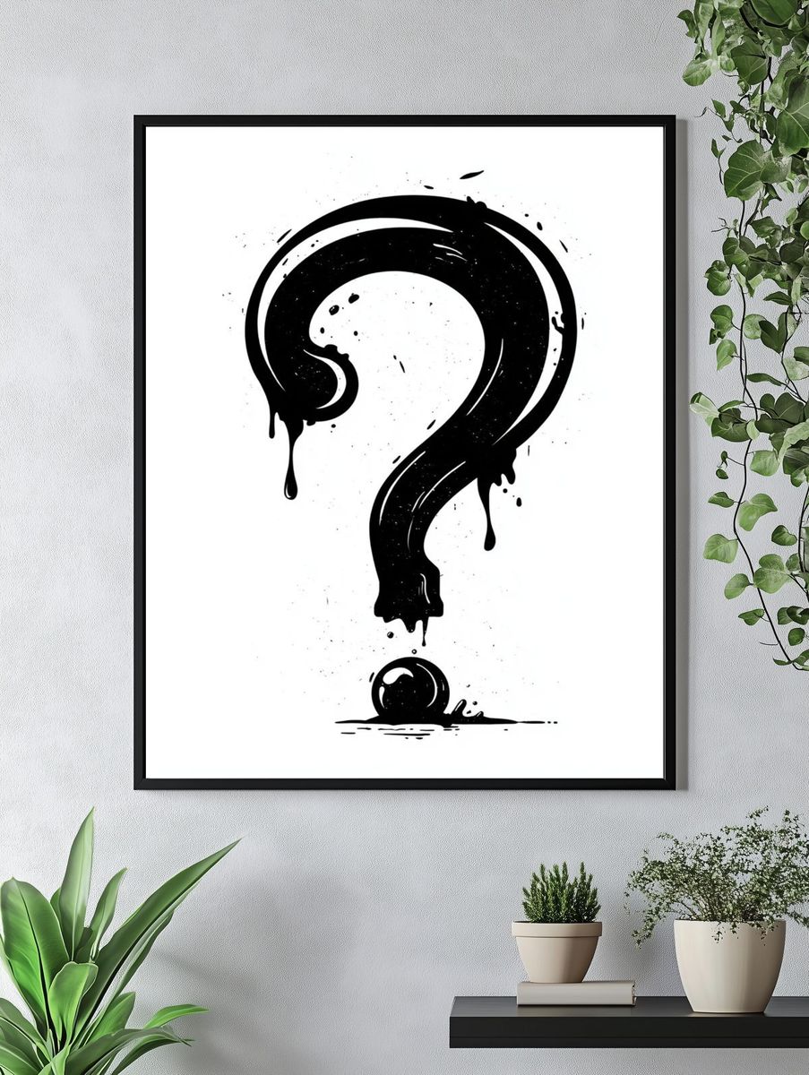 Dripping Question Mark Typography Poster. — room view 4