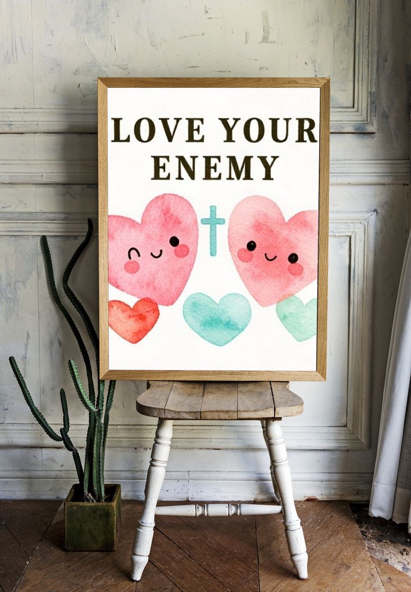 Love Your Enemy Typography Poster. — room view 1