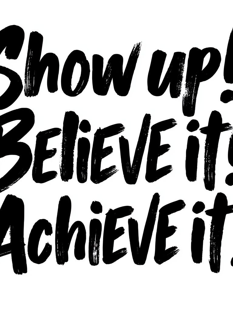 Show Up Believe It Achieve It Typography Poster. poster detail