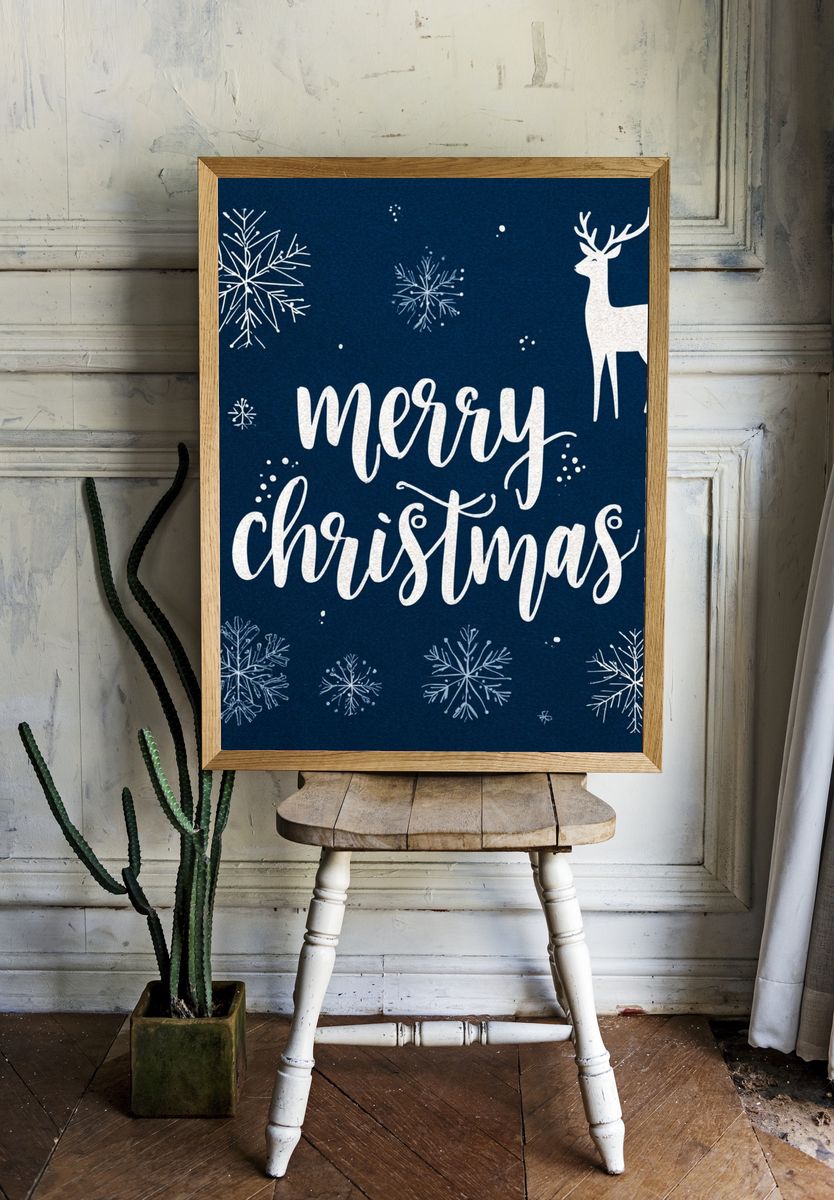 Merry Christmas Typography Print. — room view 1