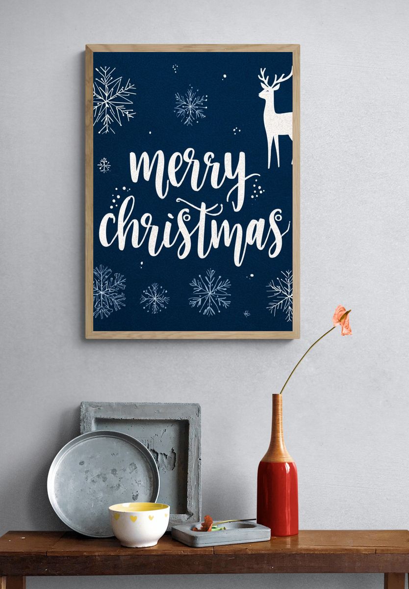 Merry Christmas Typography Print. — room view 3