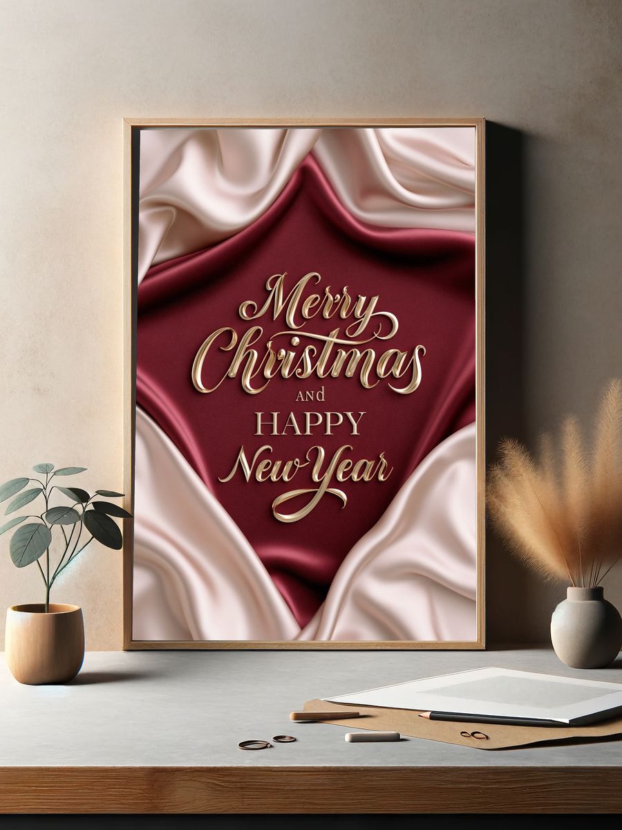 Merry Christmas and Happy New Year Typography Poster. — room view 2