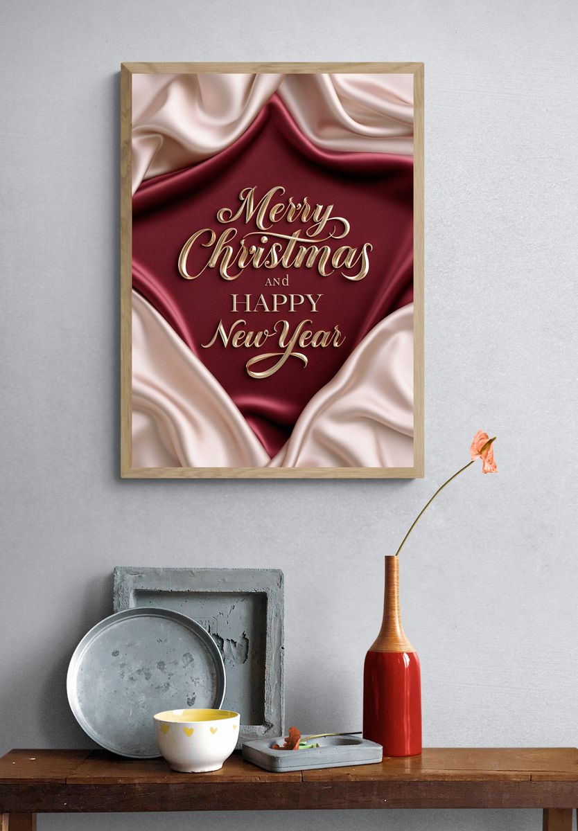 Merry Christmas and Happy New Year Typography Poster. — room view 3