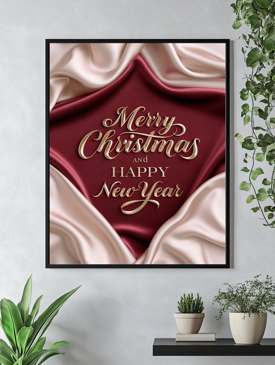 Merry Christmas and Happy New Year Typography Poster. — room view 4
