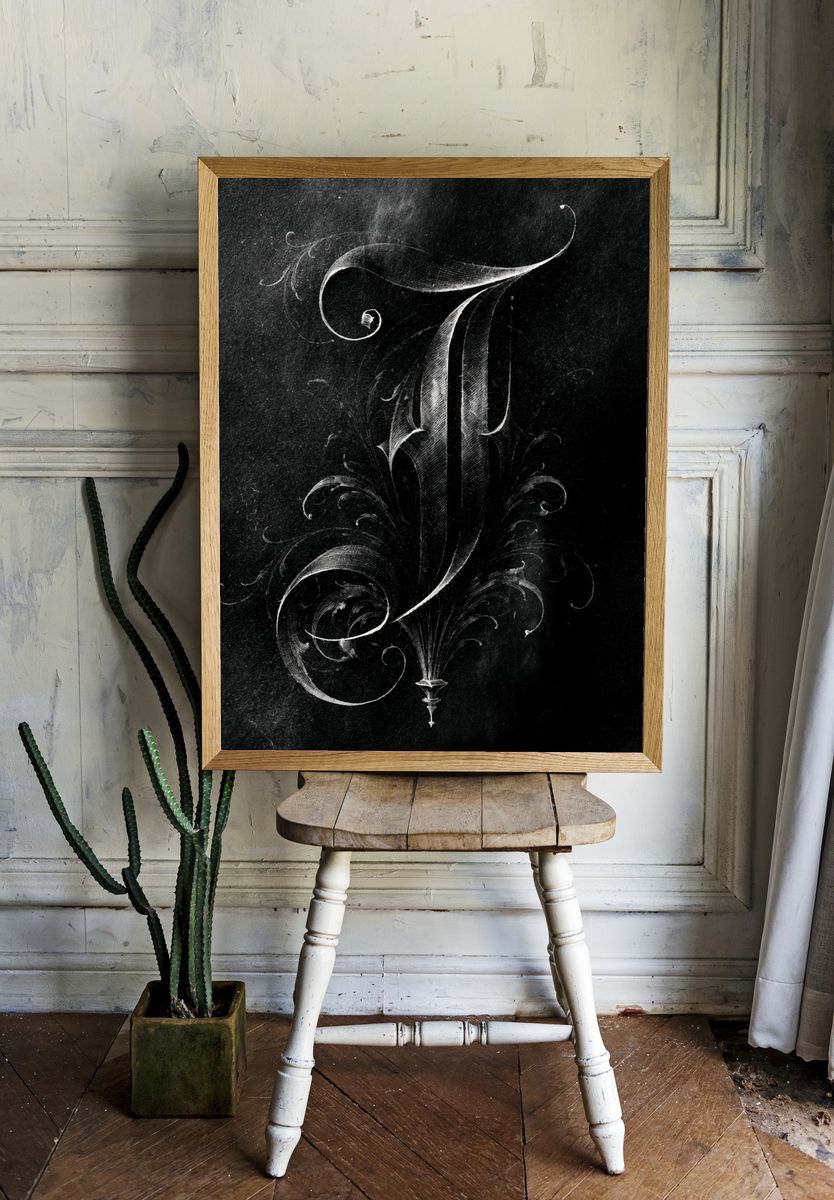 Ornate Gothic Letter J Poster. — room view 1