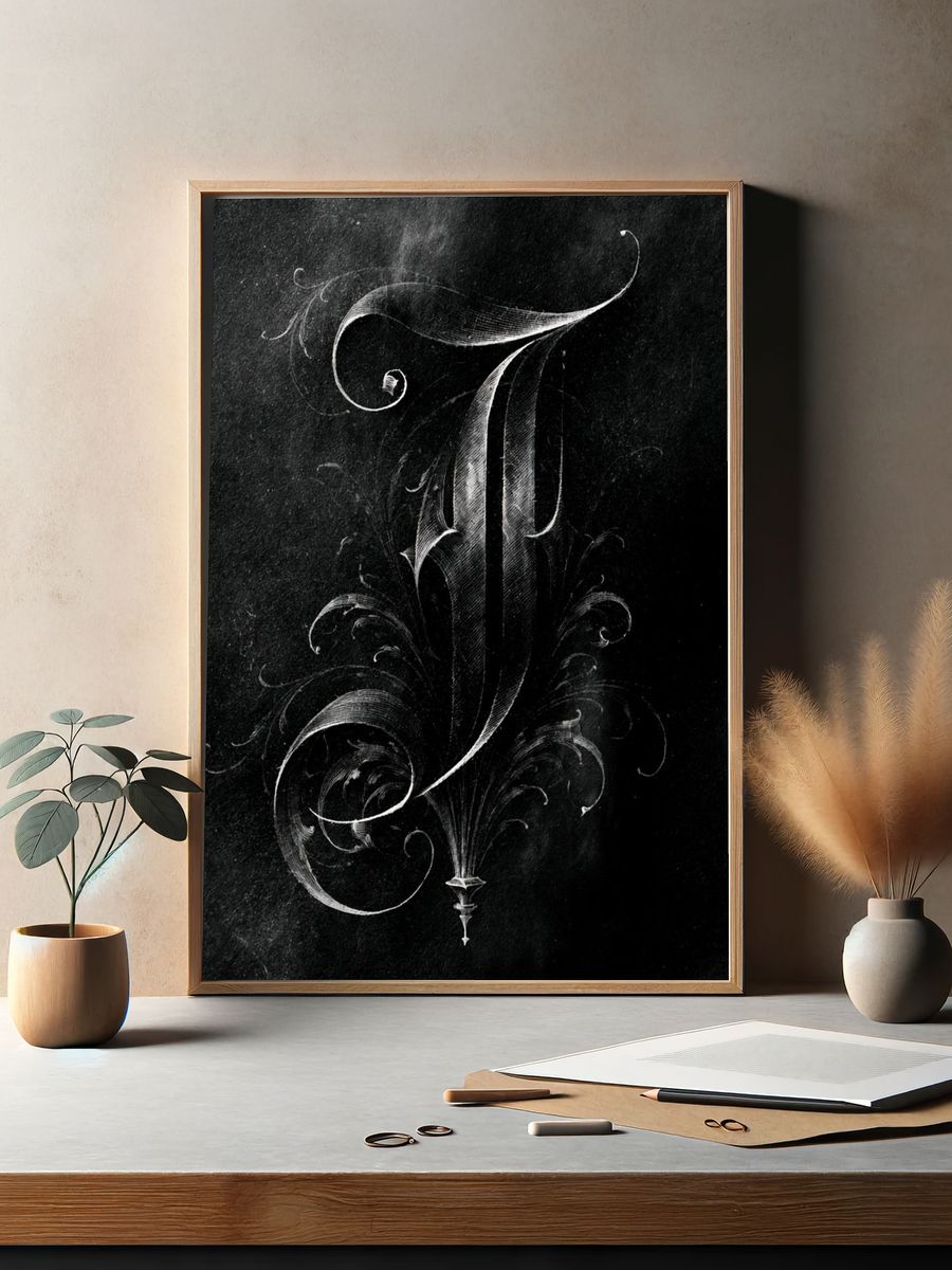 Ornate Gothic Letter J Poster. — room view 2