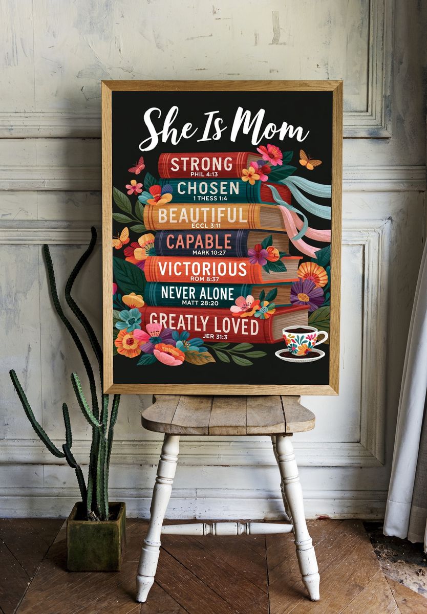 She Is Mom Typography Poster. — room view 1