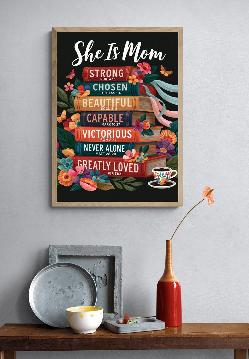 She Is Mom Typography Poster. — room view 3